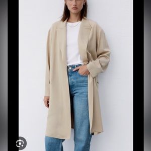 Zara flowy trench coat size large tan color